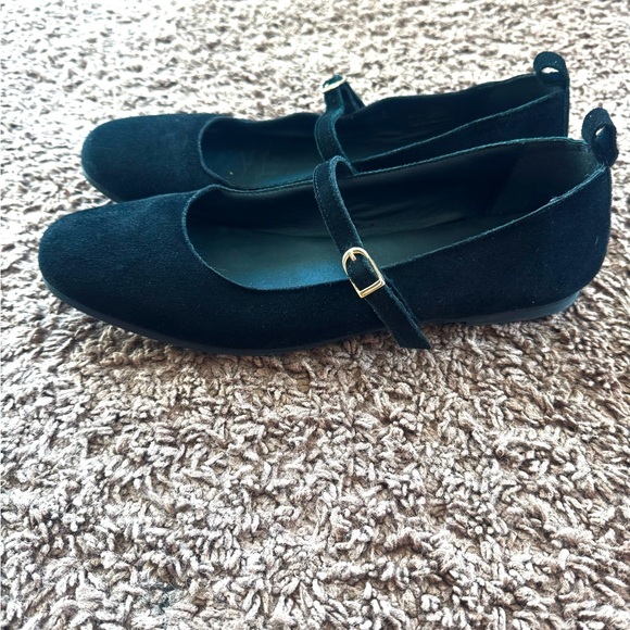 iris Shoes - Black Suede Leather Maryjane Ballet Flat Size 40 9 9.5